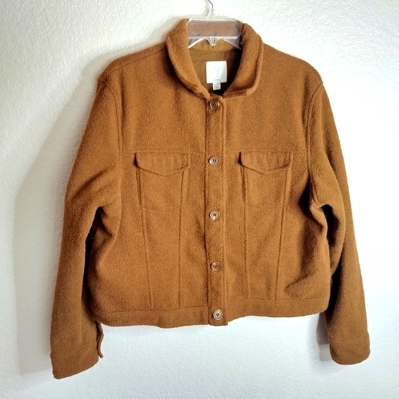 Joie crop boucle tracker soft button down jacket sz Xl - Picture 1 of 7